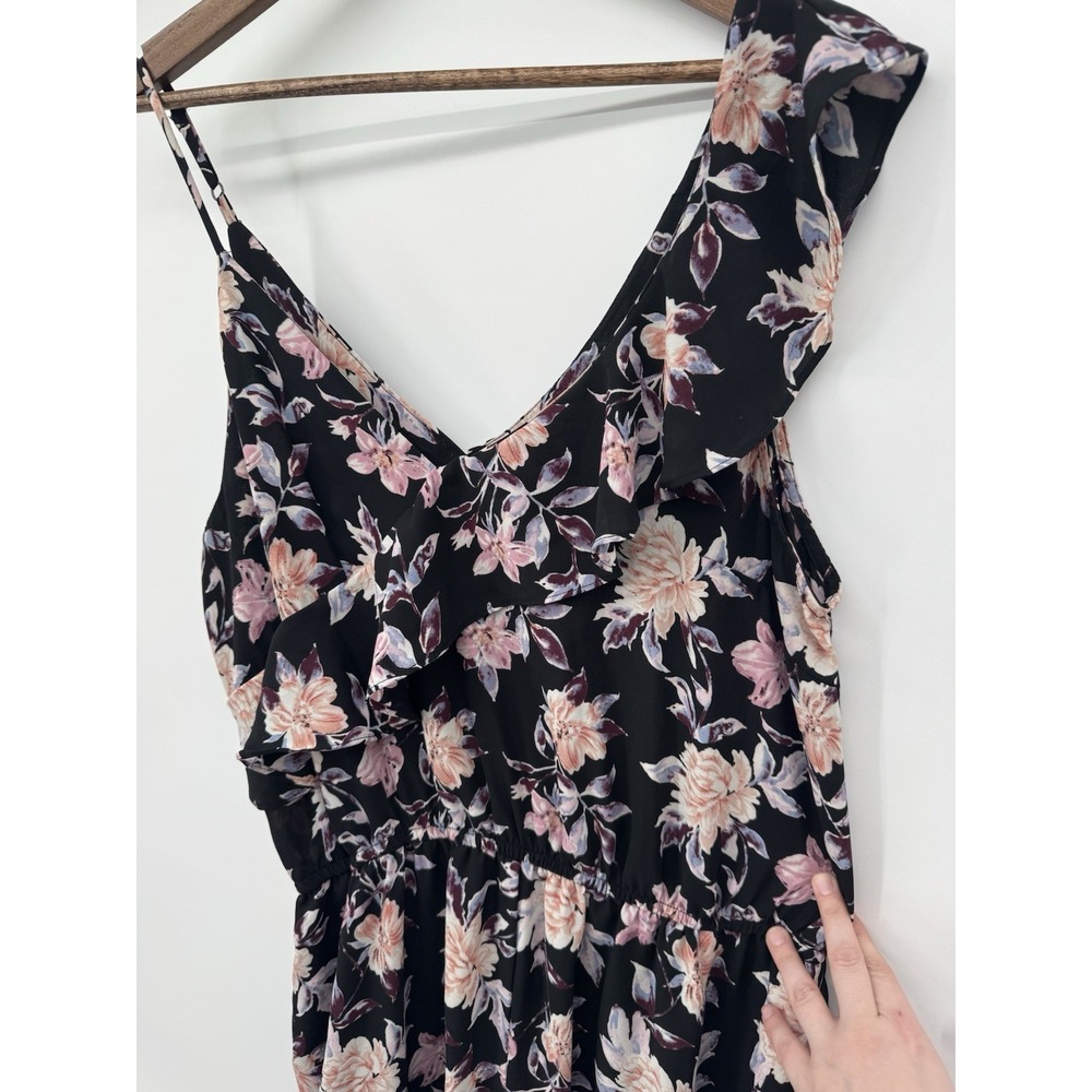 Xhilaration Multicolor Floral Ruffle Faux Wrap Sleeveless Wide Leg Jumpsuit XL - Picture 9 of 12